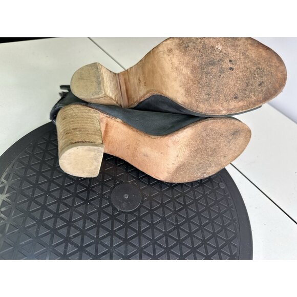 Free People Golden Read Peep Toe Leather Boots Dark Gray Sz 38 / 8 US - Picture 10 of 13